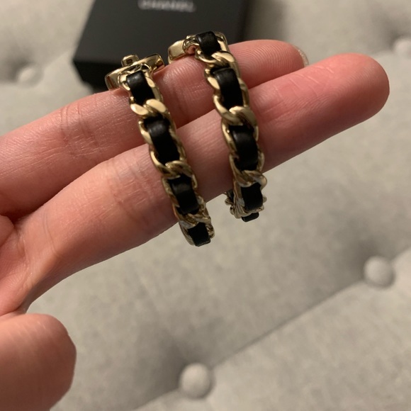 Chanel Coco Mark Turnlock Hoop Earrings - metals and lamskins - Picture 2 of 11